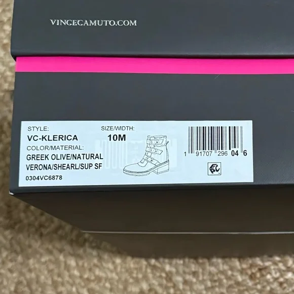 NWT Vince Camuto KLerica Leather Moto/Hiker Boot Olive / Natural Verona Sz 10 - Picture 7 of 8